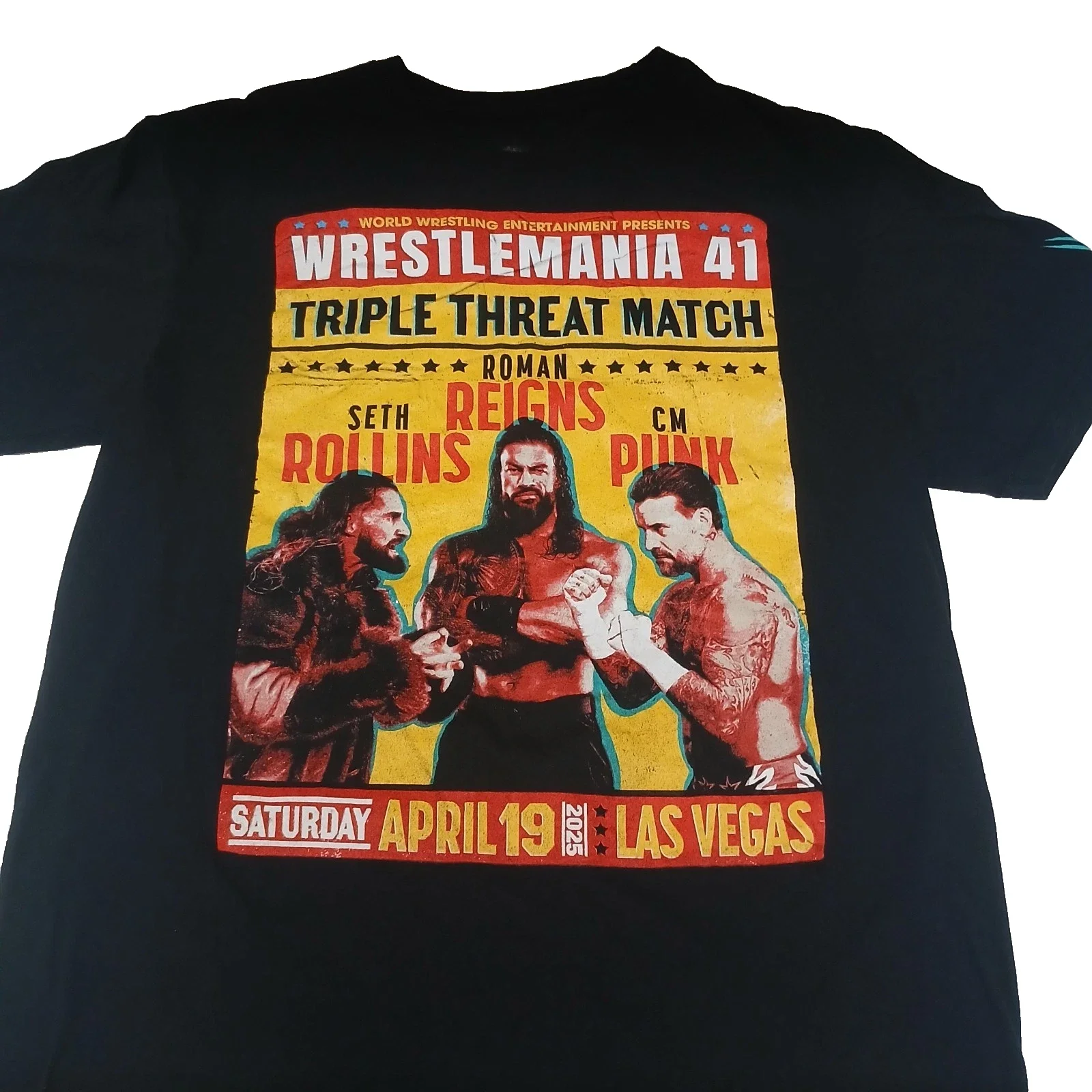 Camiseta Unisex 100% Algodón WM 41 Main Event CM Punk, Seth Rollins, Roman Reigns, Estilo Y2K, Cuello Redondo, Lucha Libre, Verano 2026