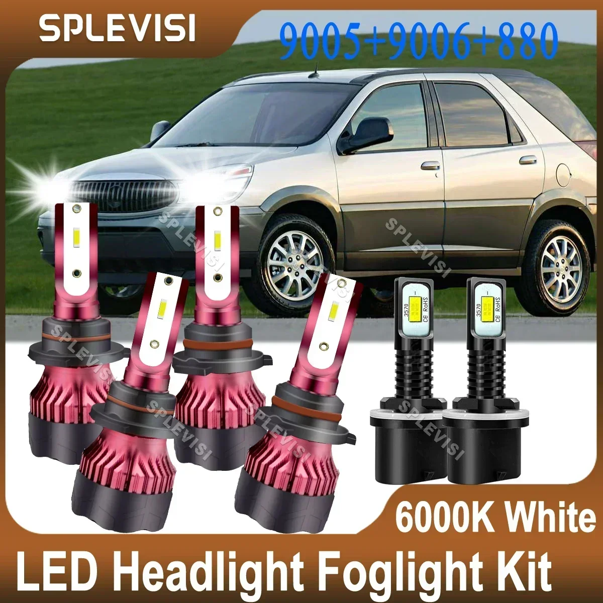 

360°Lighting Headlight Fog 9005/HB3 9006/HB4 For Buick Rendezvous 2002 2003 2004 2005 2006 2007 LeSabre 1997