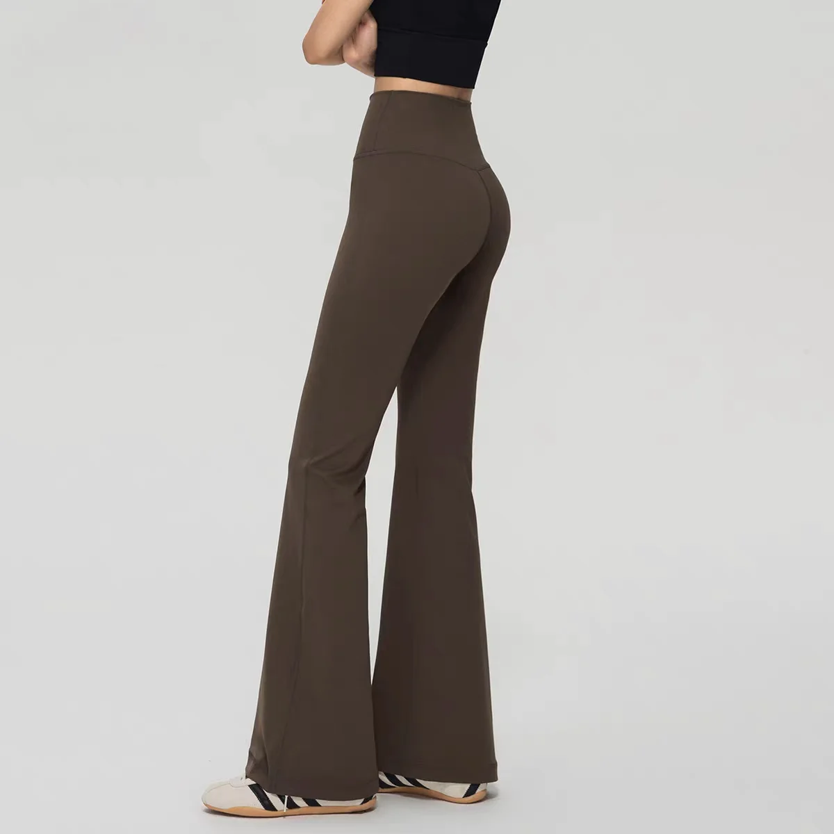 Yoga-Hosen für Damen, hautfarben, hoch geschnitten, mit Hüftformendem Effekt, weite Beine, Tanz- und Sportleggings, atmungsaktiv, für Training und Fitness. – Detail 6