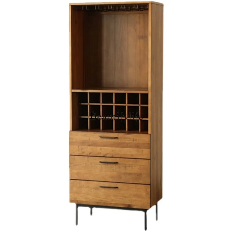 

Nordic solid wood restaurant storage side cabinet French village imported wine cabinet