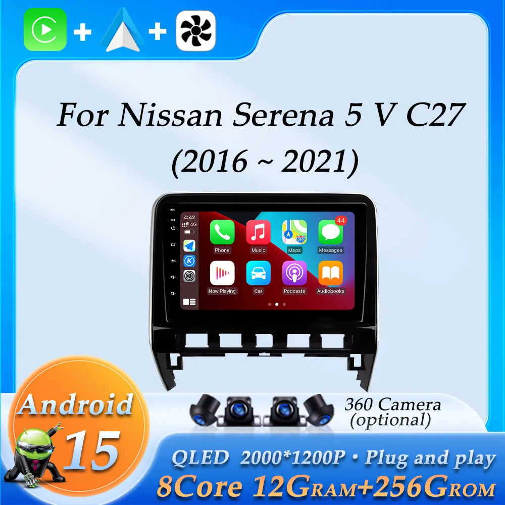 

Car Radio Video Audio Multimedia Player for Nissan Serena 5 V C27 2016 - 2021 Wireless CarPlay DSP Stereo GPS Navigation BT WiFi