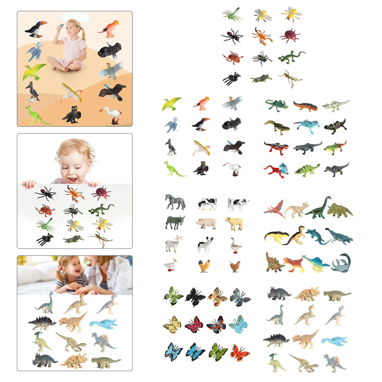 12팩 동물 피규어 동물 동상 미니어처 컬렉션 어린이 인지 교육 용품