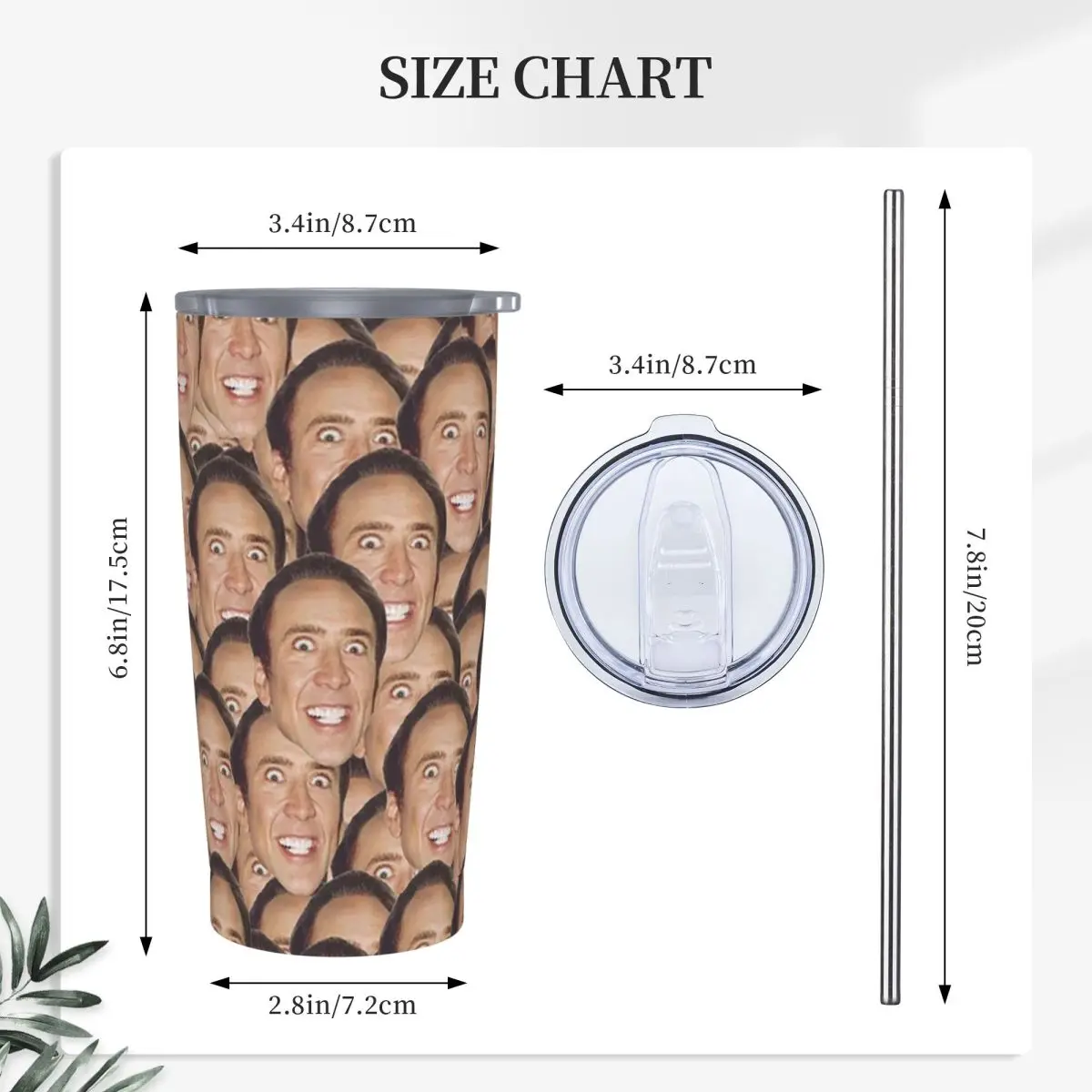 Nicolas Cage Meme Stainless Steel Tumbler Vacuum Insulated Mug Thermal Cold Cup Straw With Lid 20oz