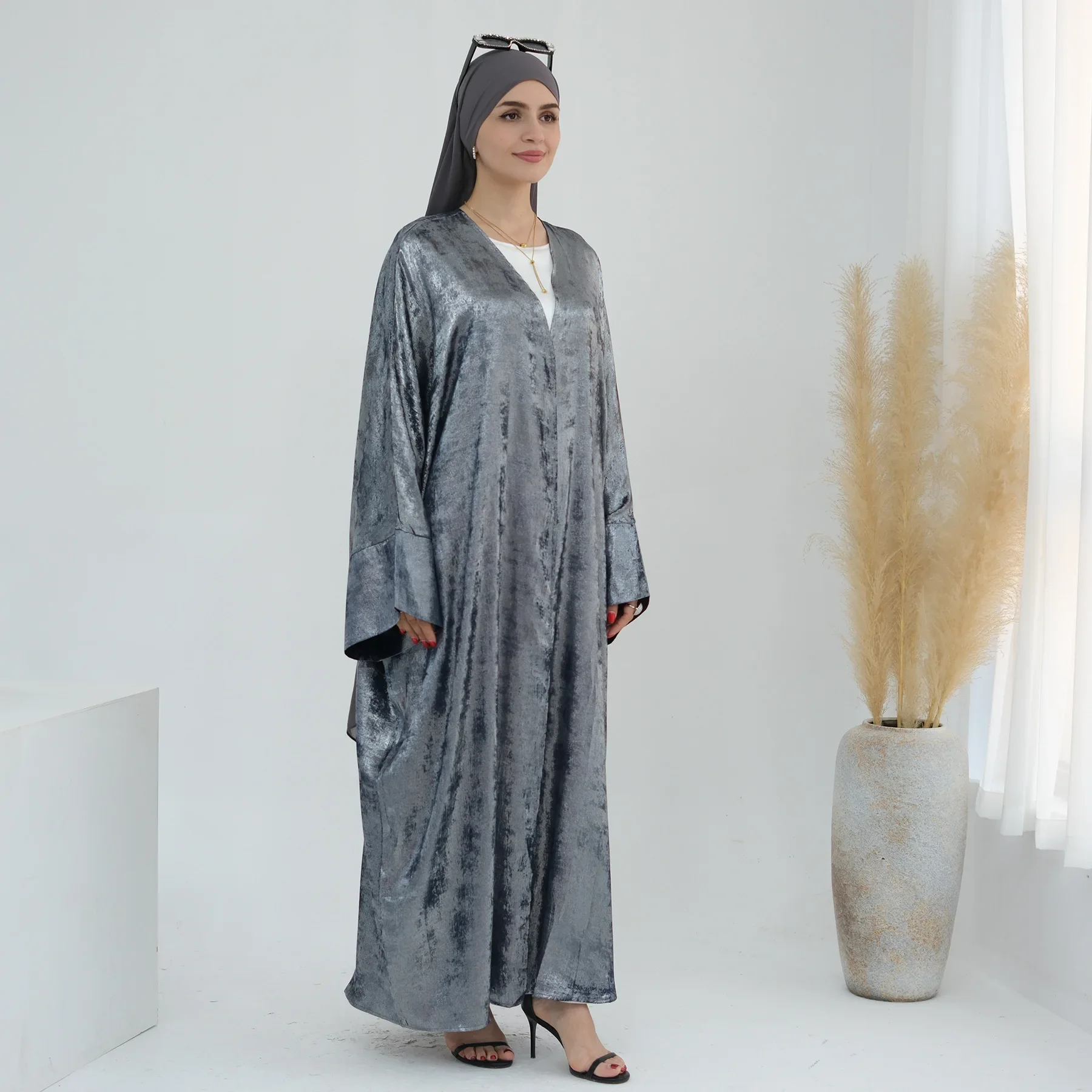 Eid Ramadan Muslim Women Kimono Cardigan Long Dress Dubai Turkey Kaftan Open Abaya Islam Jalabiya Prayer Robe Djellaba Marocain