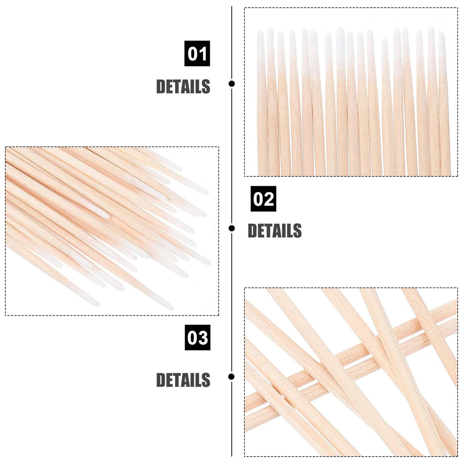 6Packs Professional Disposable Cotton Swabs Cuspidal Wooden Stick for Tattooing Makeup Precision Cleaning Application