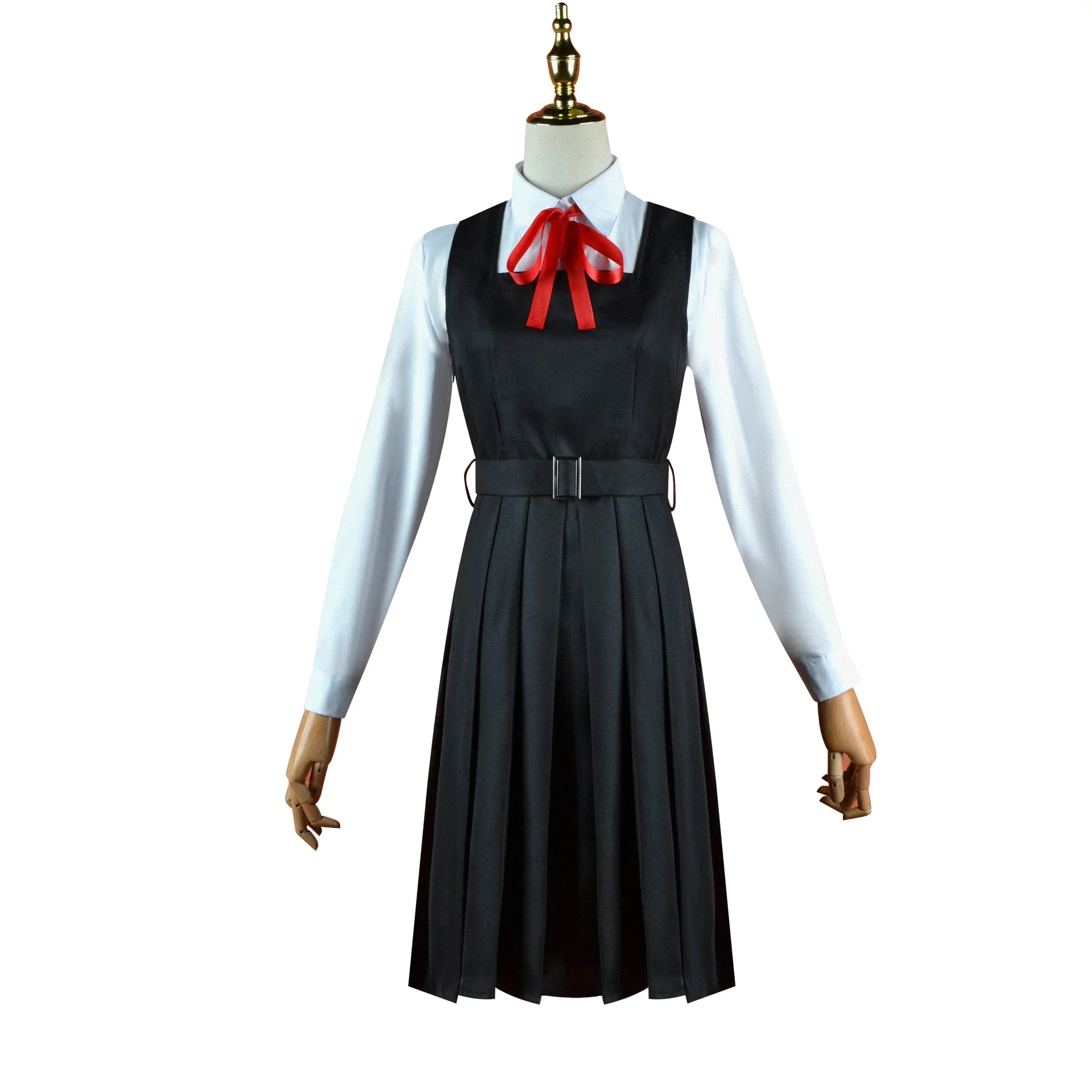 Anime Chainsaw Cosplay Costume Mitaka Asa Black Wig Dress Bow Tie High School JK Uniform Halloween Carnival Party Cos Women Girl