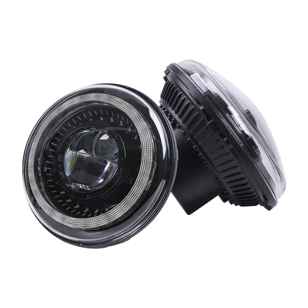 Newest Faro Led Jeeps Emark Approved 60W H4 Dot 7 Round Headlight With Angle Eyes H3 7Inch Led Headlight For Hummer