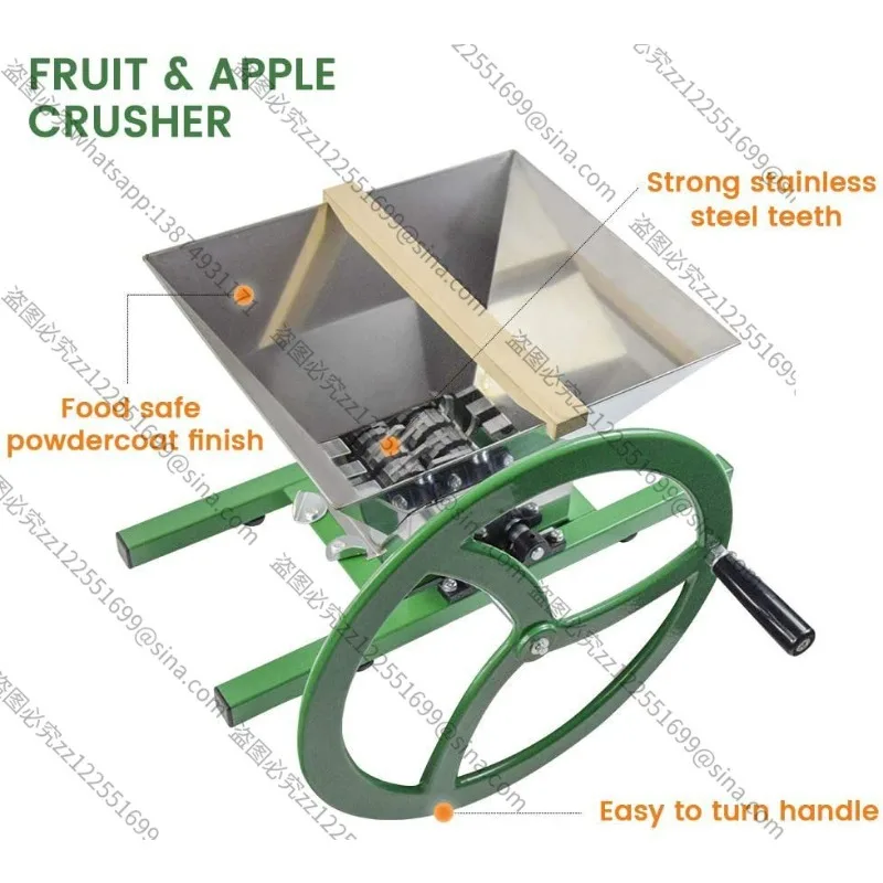 For Labor-saving Large Flywheel Apple Crusher, Hand Crank Stainless Steel 7L Fruit Grinder for Homemade Cider