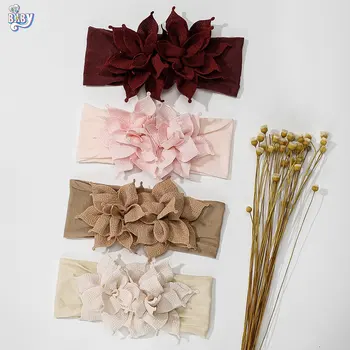 סרטי ראש לתינוקת חדשה סרטי שיער גמישים לתינוקת פרח סרטי ראש ילדים חמודים אביזרי ראש ניילון