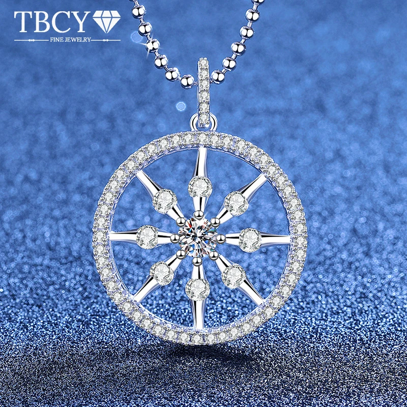 

TBCYD 0.3CT D Color Real Moissanite Round Pendant Necklace Women's S925 Silver Chain Necklaces Wedding Jewelry With GRA