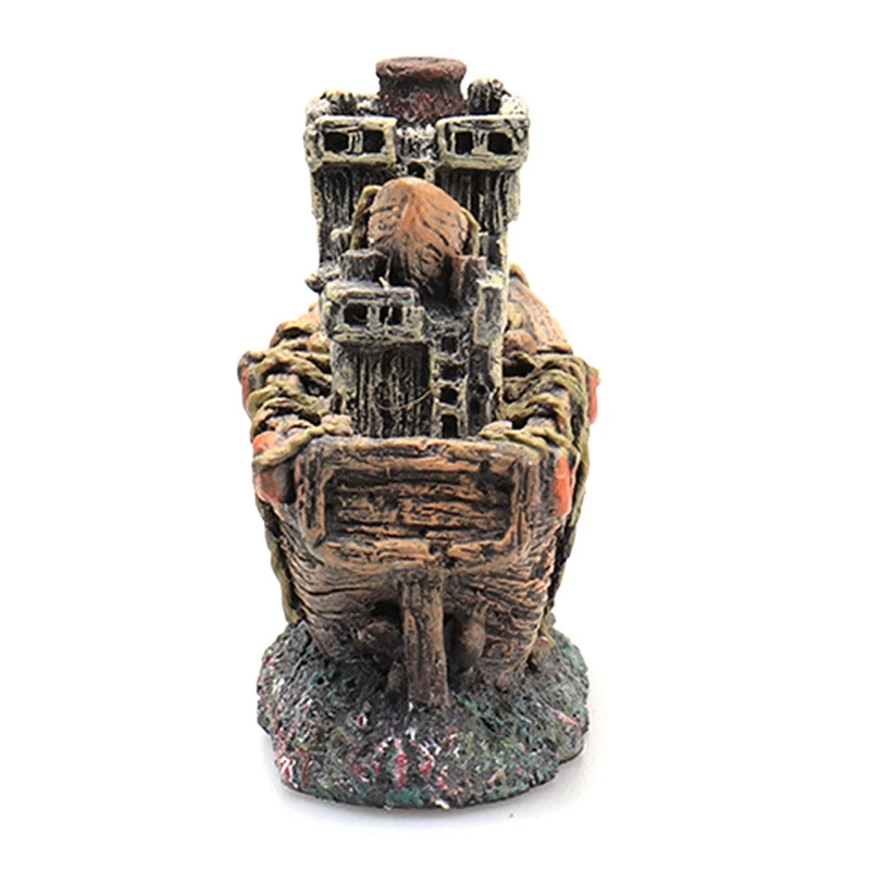 ABHG Aquarium Pirate Fish Ship Landscaping Resin Tank Statue Mini Shipwreck Ornament Ornamental Fish Shelter Accessory Decor