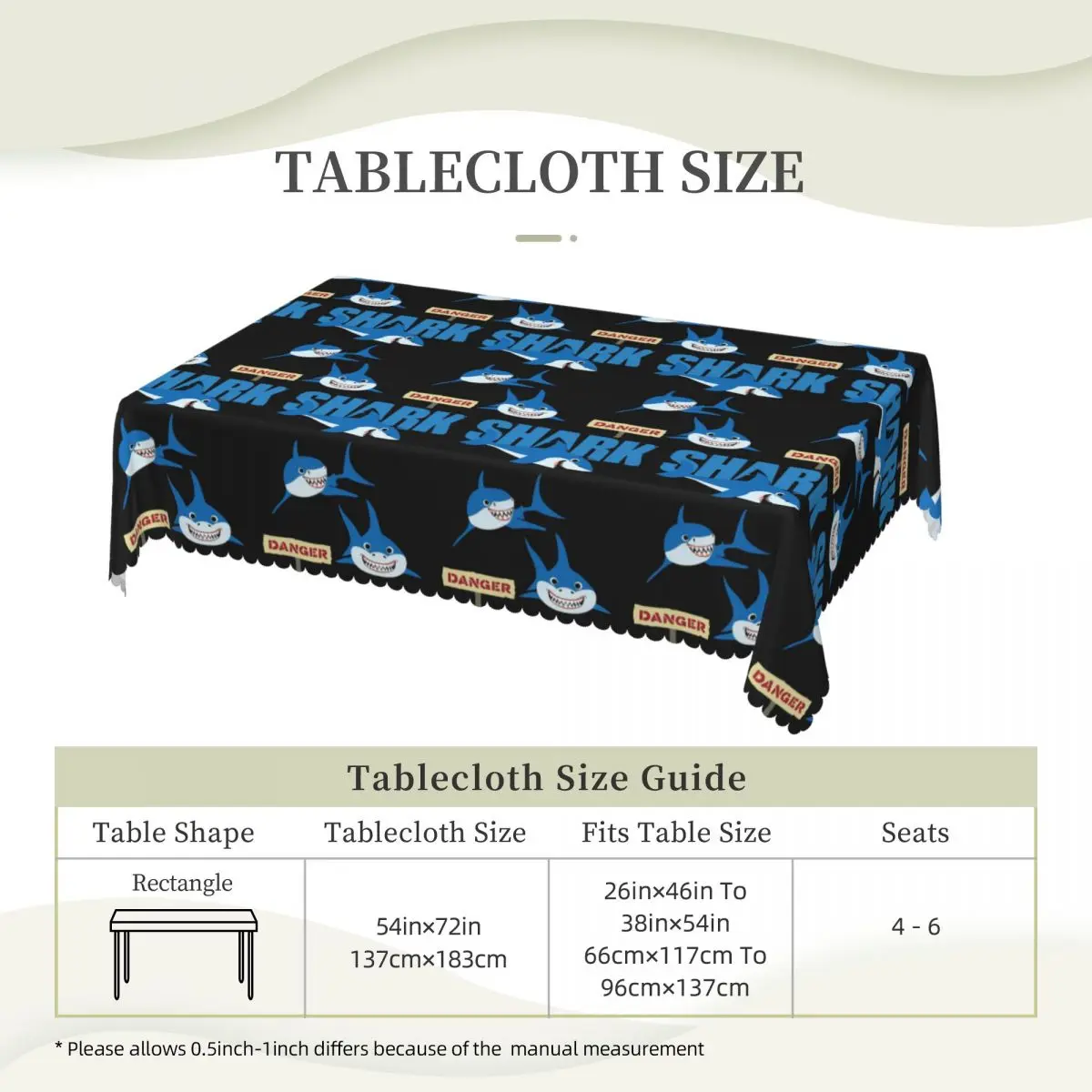 Funny Shark Danger - Crazy Sark Lady Customized Rectangular Tablecloth Oilproof Table Cover for Dining Events Table Cloth