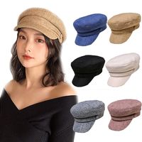 Personality Cotton Linen Autumn Summer Octagonal Cap Navy Hats Berets Flat Cap