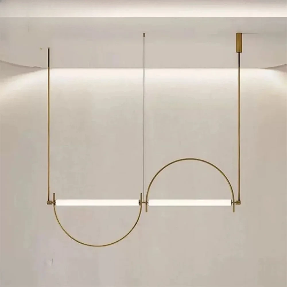 Minimalist Nordic Hanging Double Inverted Ushaped E27 LED Pendant Light Lustre Lamps for Living Room Home Decoration Chandeliers