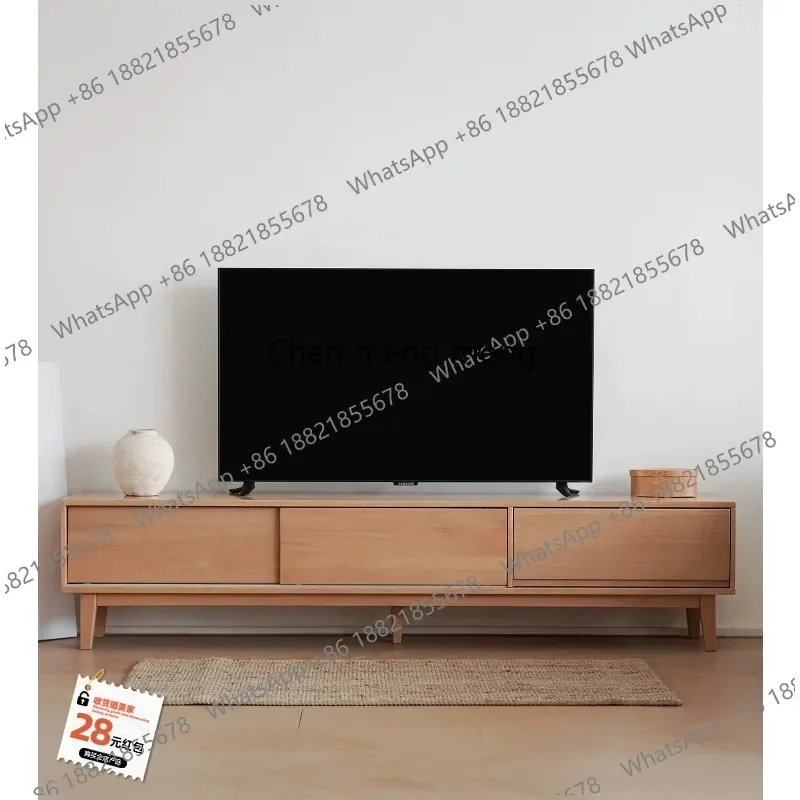 M183 Solid wood beech TV cabinet Multifunctional locker Simple household living room low cabinet