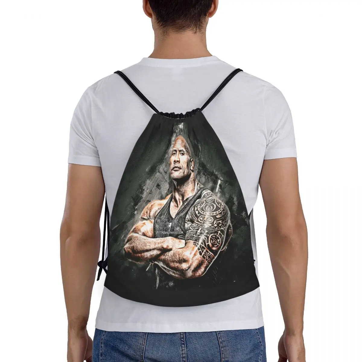 The Rock Dwayne Johnson Drawstring Bag Women Men Foldable Sports Gym Sackpack Shopping Storage Backpacks