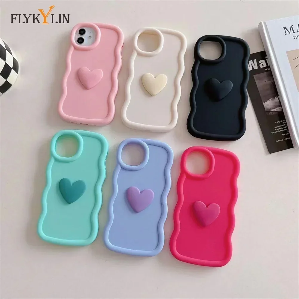 FLYKYLIN 3D Love Phone Case For Oppo Reno11 Reno12 Reno10 Reno8 Reno7 Reno6 Reno5 Z F T Pro 4G 5G Soft Silicone Back Cover