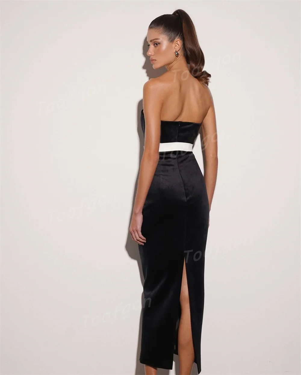 Toofgon マーメイドサテンカスタマイズされたイブニングドレス女性のためのホワイトベルトウエディングドレス特別な日のフォーマルパーティーブライドメイドドレス