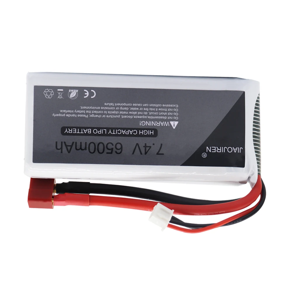 Akumulator do RC Lipo 2S 7.4V 6500mAh 10C Max 60C dla Wltoys 12428 12423 samochodów RC ulepsz części akumulatorów do zabawki zdalnie sterowane