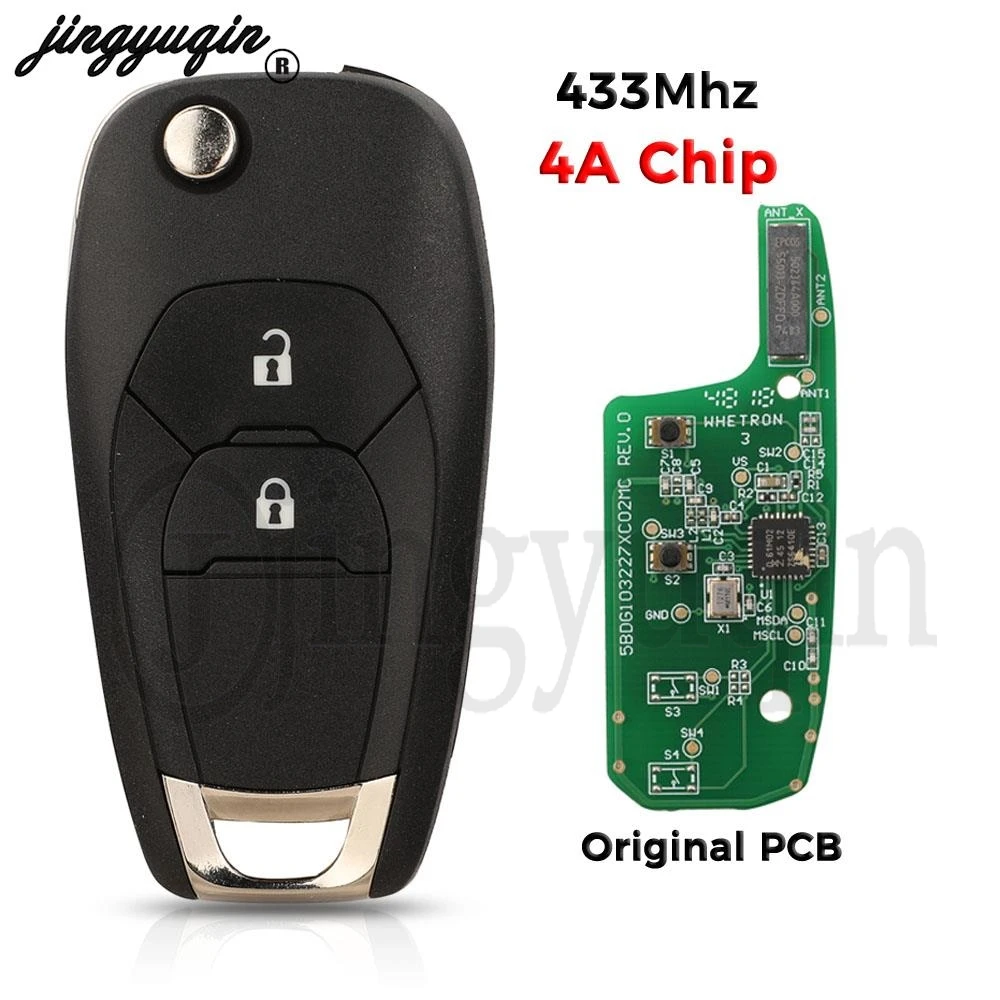 

jingyuqin Original circuit board 433Mhz FSK 4A Chip Car Remote Flip Key For Chevrolet Cruze 2015 Cavalier Trax Sonic Spark 2019+