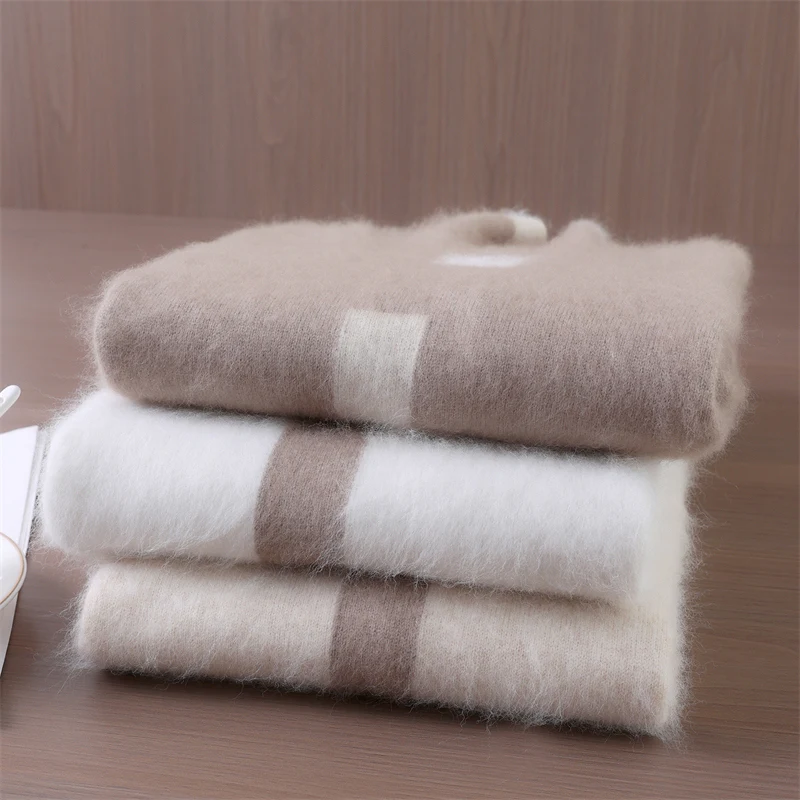 2025Newฤดูใบไม้ร่วงฤดูหนาวผู้หญิง100% Mink Cashmereเสื้อกันหนาวเต่าคอPullover Basicสบายๆด้านล่างอบอุ่นเสื้อผ้าMink Cashmere