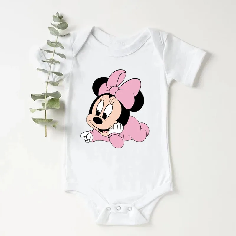 New Minnie Mouse Baby Girl Clothes Summer Short Sleeve Bodysuit for Newborns 100% Cotton Baby Clothes New Born Romper