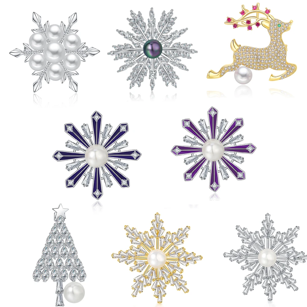 

Women Christmas Gift,Women Brooch, Snowflake Brooches Winter Holiday Rhinestone Snowlake Pins for Family