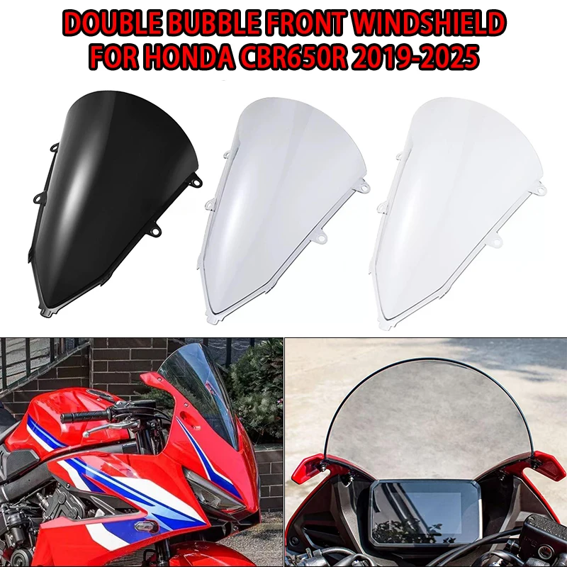 

Double Bubble Front Windshield Windscreen For Honda CBR650R CBR 650R CBR650 R 2019-2025 Motorcycle Wind Deflector Street Edition