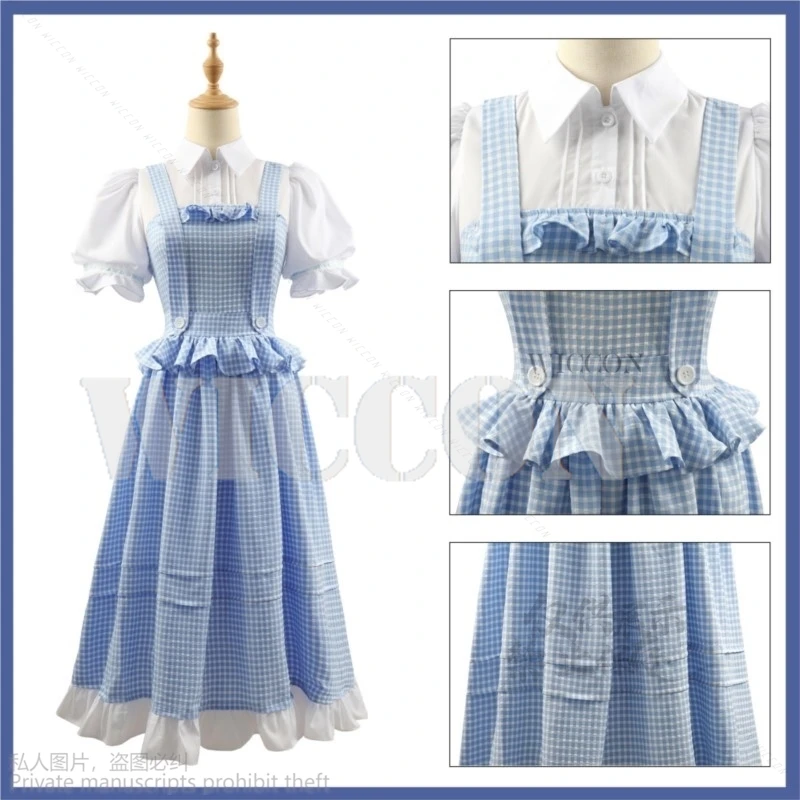 GameIdentity V Memory Dorothy Little Girl Cosplay Costume Edgar Valden Wig Blue Lattice Dress Lolita Lovely Birthday Party Suit