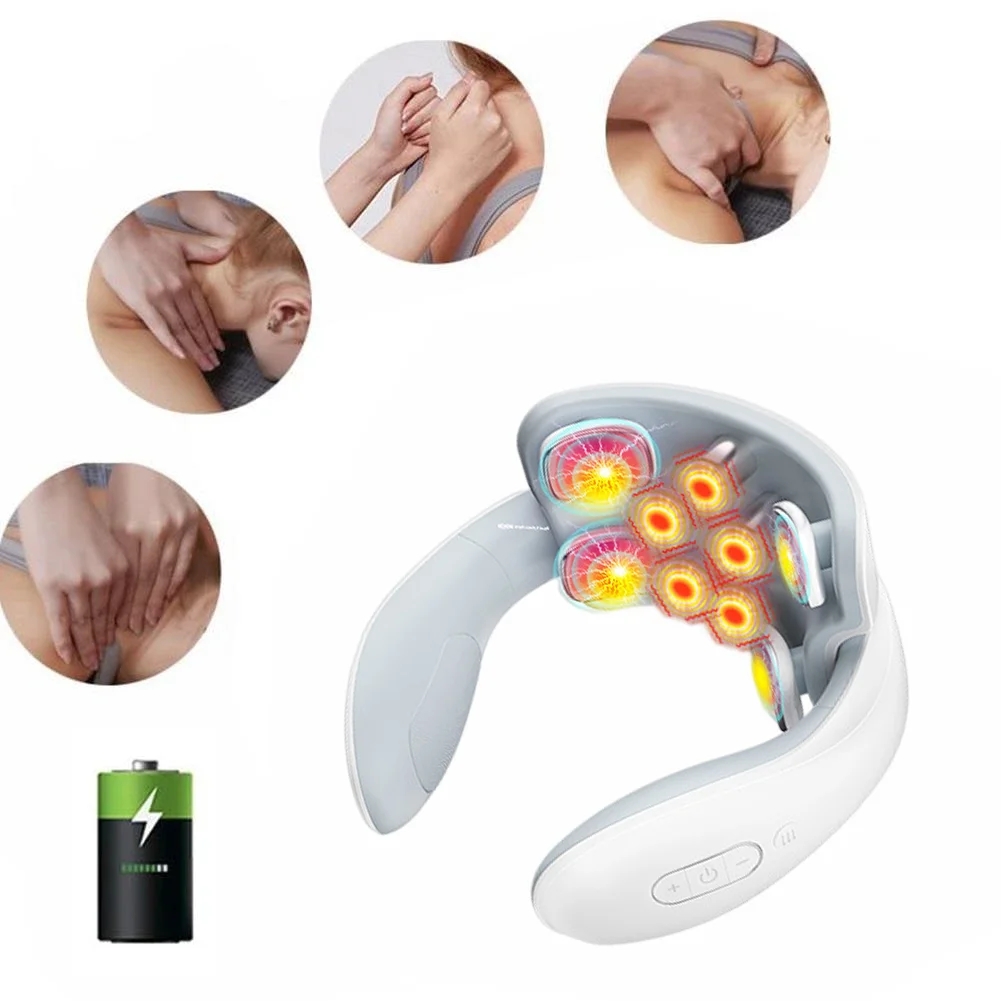 Smart Neck Cervical Massager Portable Electric Cervical Spine Shoulder Massager with 15 Levels of Vibration Intensity