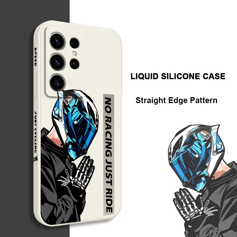 Motorcycle Boy Phone Case For Samsung Galaxy S25 S24 S23 S22 S21 S20 S10 S10E Ultra Plus FE Note 20 Ultra 10 Plus Cover