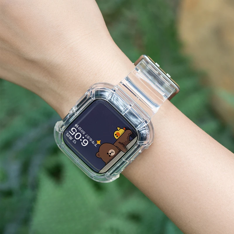 Case+Strap for Apple Watch Band 44mm 40mm 45mm 41mm 42mm 38mm Accessories Transparent Silicone Bracelet iWatch series 3 6 se 7 8