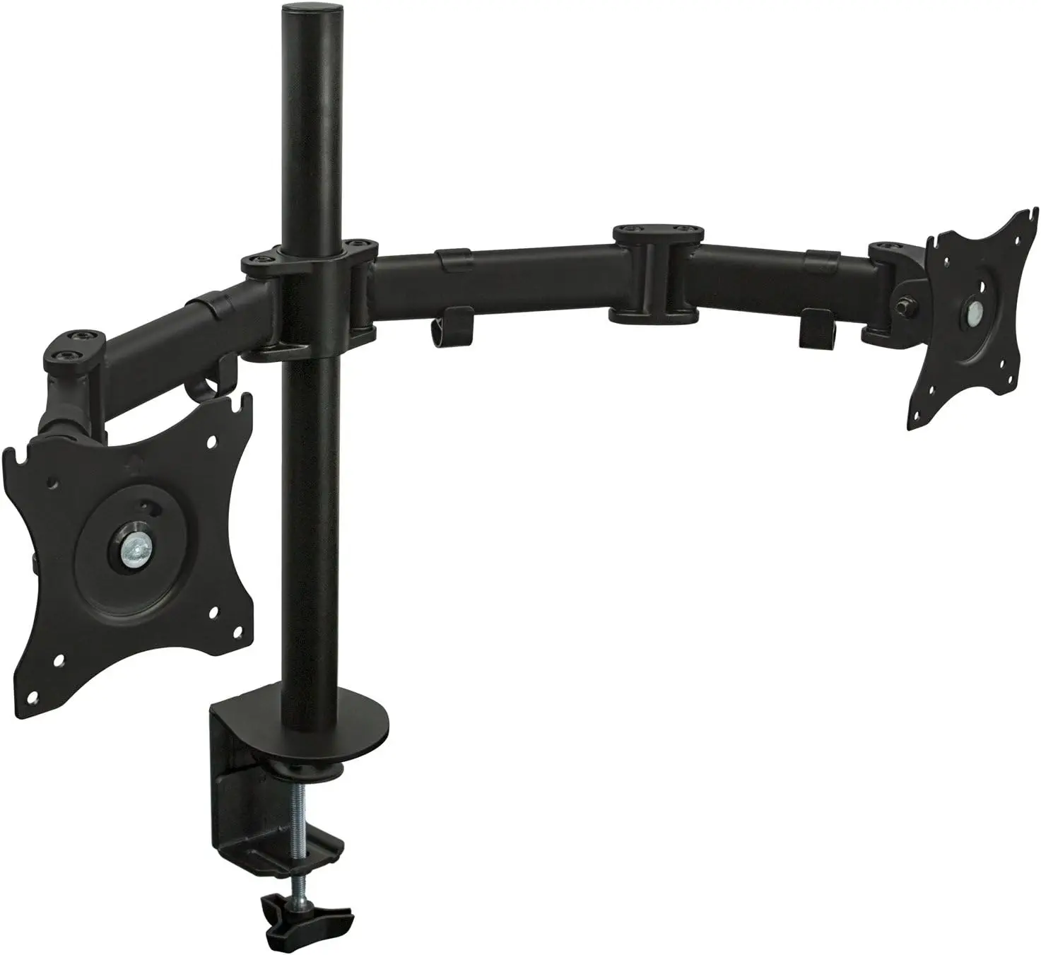 Dual Monitor Desk Mount Stand, Full Motion Articulating Arms for 13-27 Inch Screens, VESA 75/100, C-Clamp Base