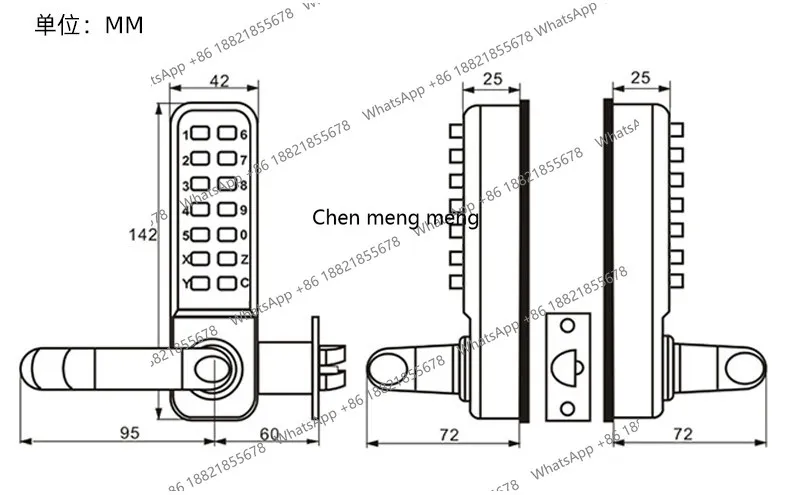 Outdoor fence door mechanical password lock iron door waterproof double-sided digital password lock door lock 6