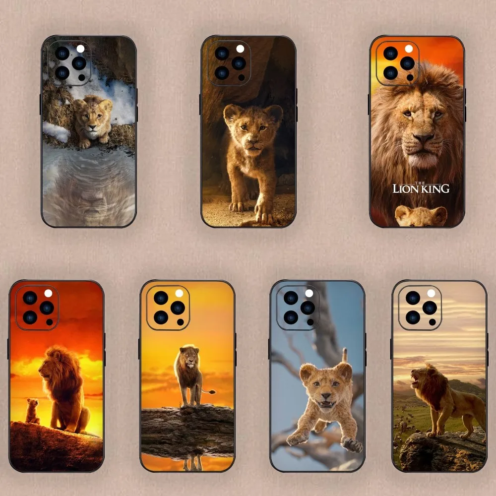 MINISO Mufasa The Lion King Movie Phone Case For iPhone Mini 11 12 13 14 15 Plus Pro Max XR XS Black Shell