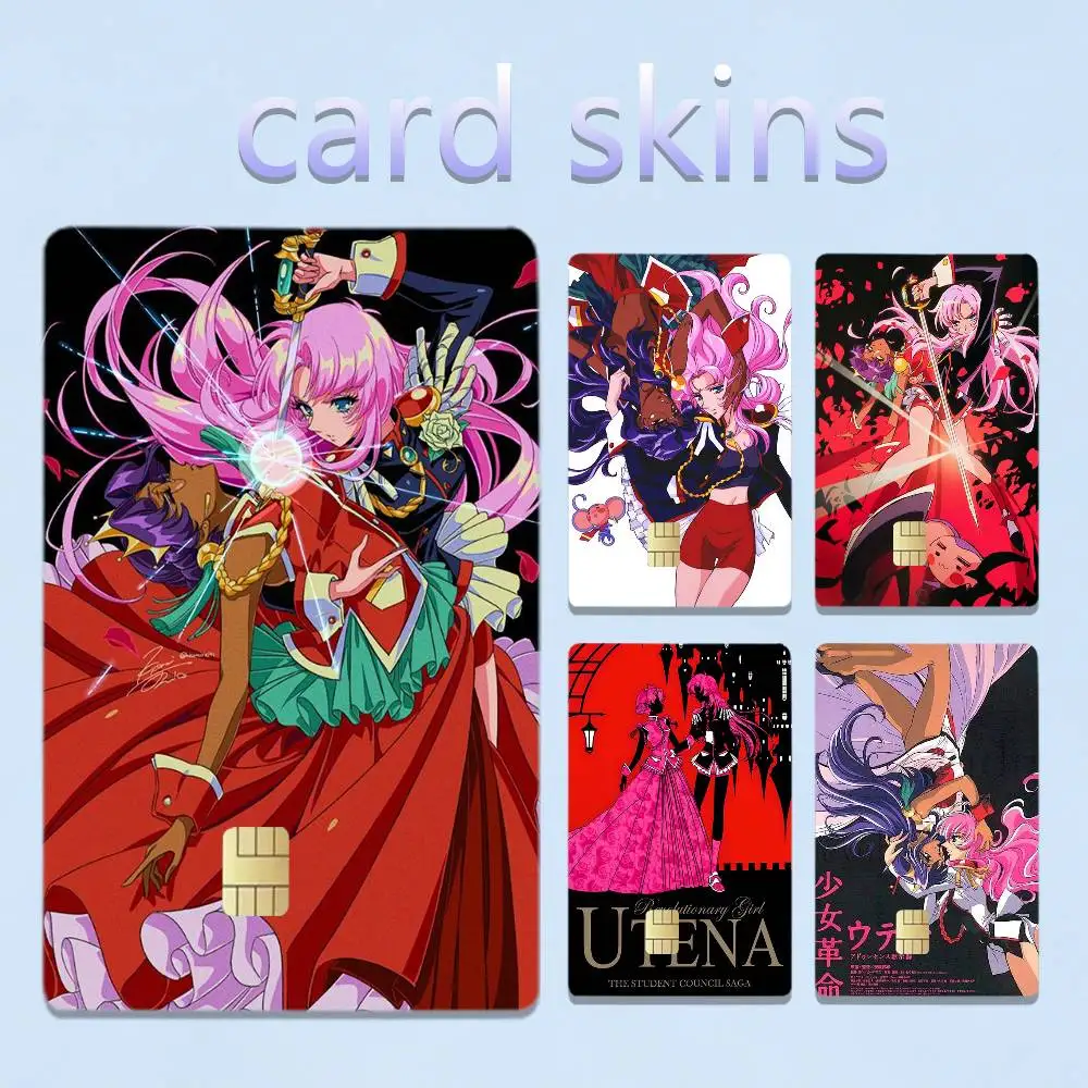 Anime Revolutionary Girl Utena 4pcs 1Set Laser Holographic Sticker Skin Cover for Credit Bank Debit Card