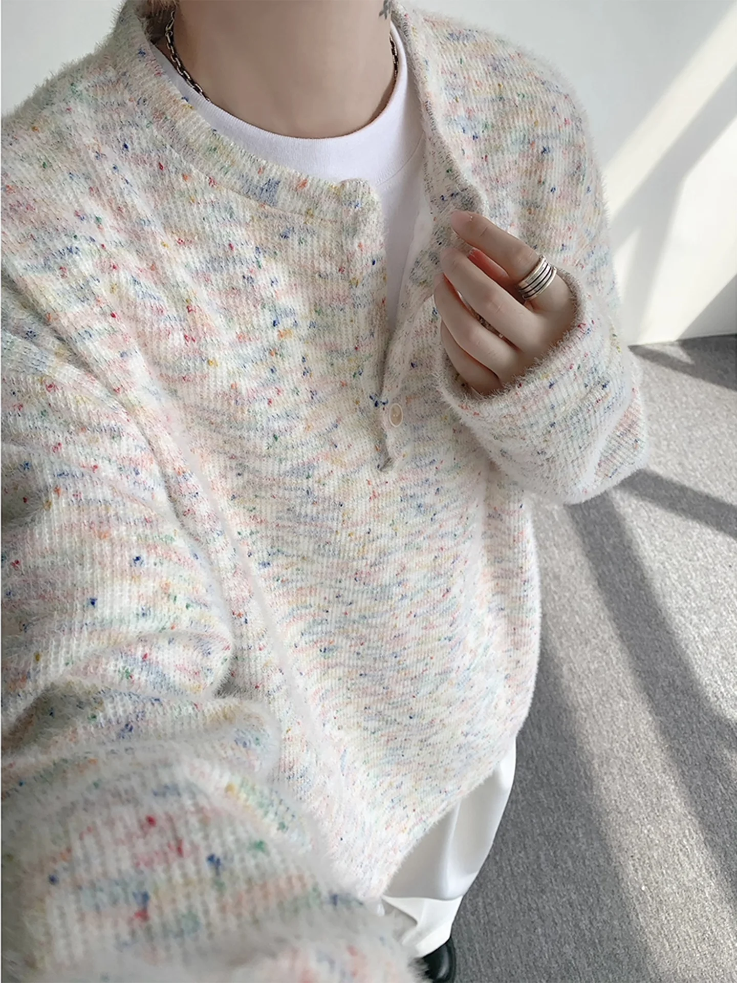 

Knitted Henry Collar Sweater Loose Fit Soft Casual Sle for Couples Autumn Wear Comfortable Long Sve Sweatirt