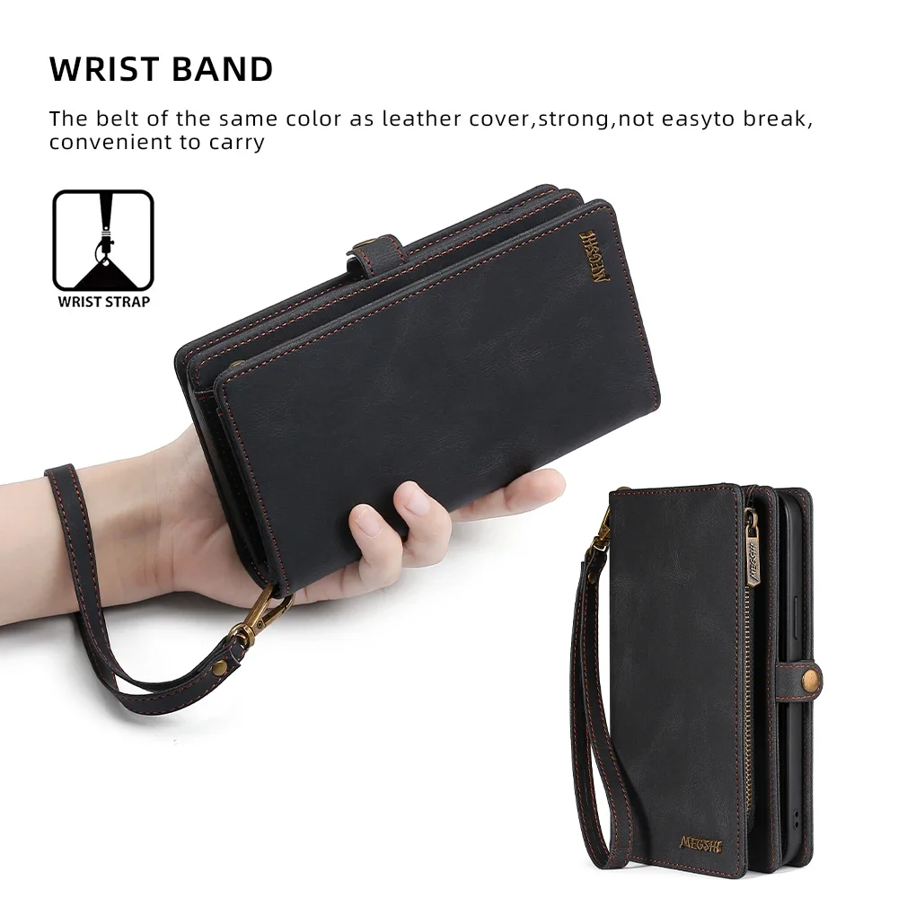 Wallet PU Leather Phone Case Cover For iPhone 16 15 Pro Max iPhone 16 15 Plus with Card Slots Zipper Wallet Design Phone Cover