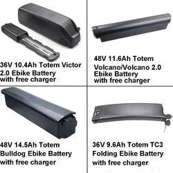 Ebike Battery 36V 9.6Ah 10.4Ah 48V 11.6Ah 14.5Ah Lithium-ion Battery for Totem Victor 2.0 Bulldog Volcano 2.0 TC3 Electric Bike