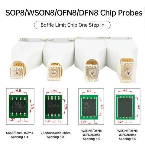 SOIC8 SOP8 Test Clip Pogo Pin Programming Adapter Spring Loaded IC Programmer with 30cm Cable for EEPROM BIOS Flash WSON8 QFN8