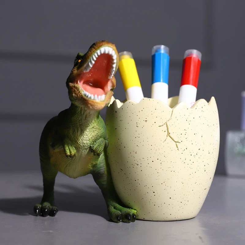 

Cartoon Resin Pen Container Pen Holder Home Office Desk Creative Dinosaur Ornament Stationery Storage Box Makeup Brush Bucket