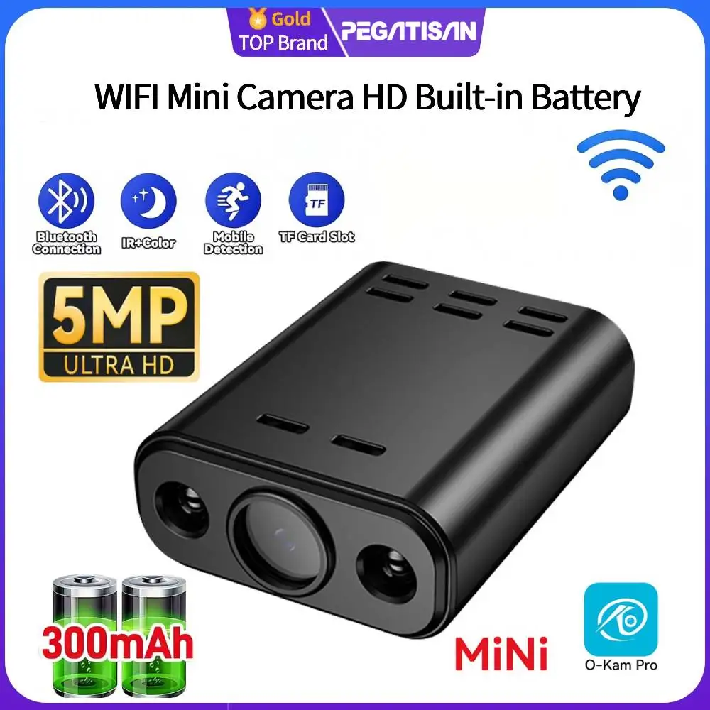 

5MP HD WIFI Mini Camera Built-in Battery Human Tracking IP Remote Monitoring Camcorders IR Night Vision Body Protable Camera