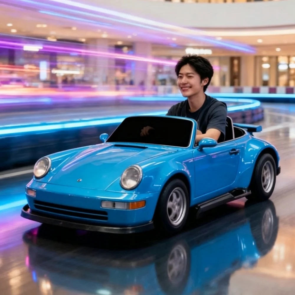 Permanent Magnet Synchronous Motor Drift Karts with LED Light Customizable for Theme Park Arena Adults Toy Fun Ride