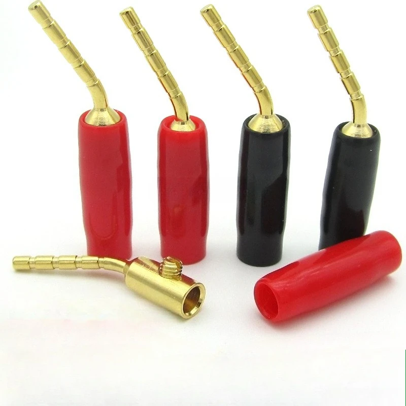 4pcs 2MM Gold Banana Plug Audio Connector Solderless Pure Copper Pin for Speaker Amplifier Stereo