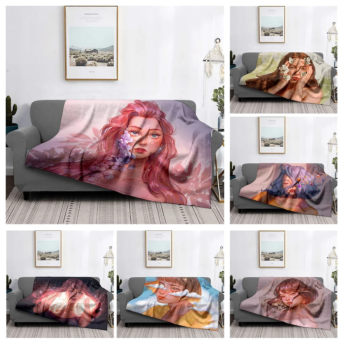 

Home decoration plush Sofa blanket Colorful Animal Bedspread on the bed anime fluffy soft blankets thick blanket for winte