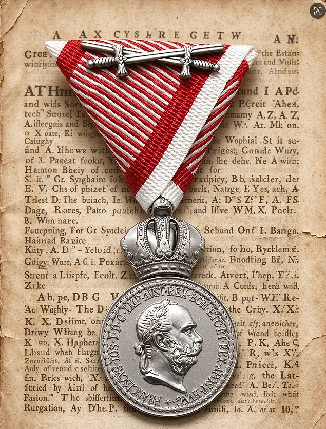 Austro-Hungarian Military Merit Medal on the War Ribbon ,Franz Joseph I Austria-Hungary Medal