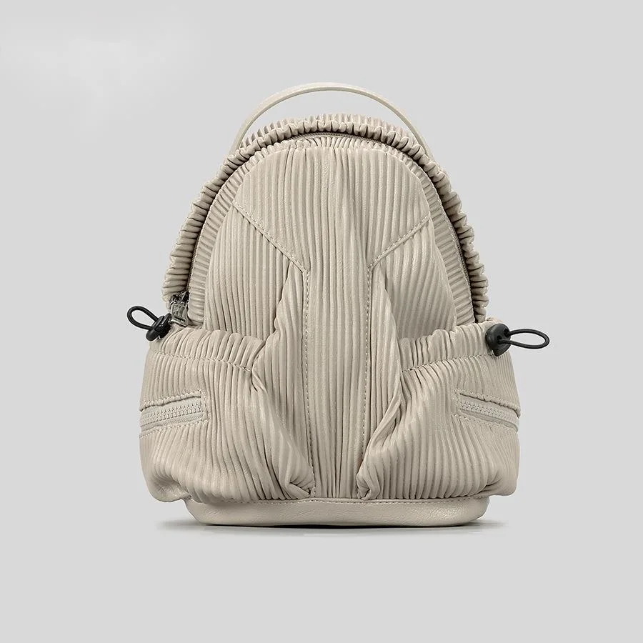 Backpack, Niche Design Soft Leather Pleated Exquisite Backpack, Casual Shopping Versatile Fashion Lightweight Women's Bag. Very Individual._voghion.com