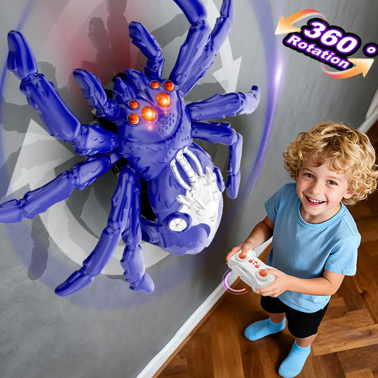 Simulación de araña RC, juguetes para gatear de interior recargables, insectos robóticos electrónicos para mascotas, juguetes de broma con Control remoto para niños