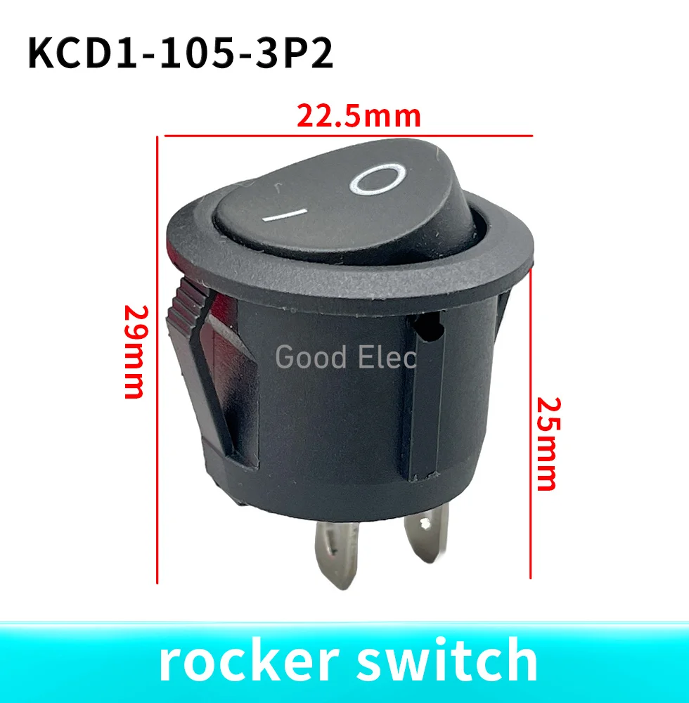 5 x KCD1-2 Rond Noir 2 Broches SPST ON-OFF Rocker Boat Switch 12V Snap + Waterproof Coat YUANZUO