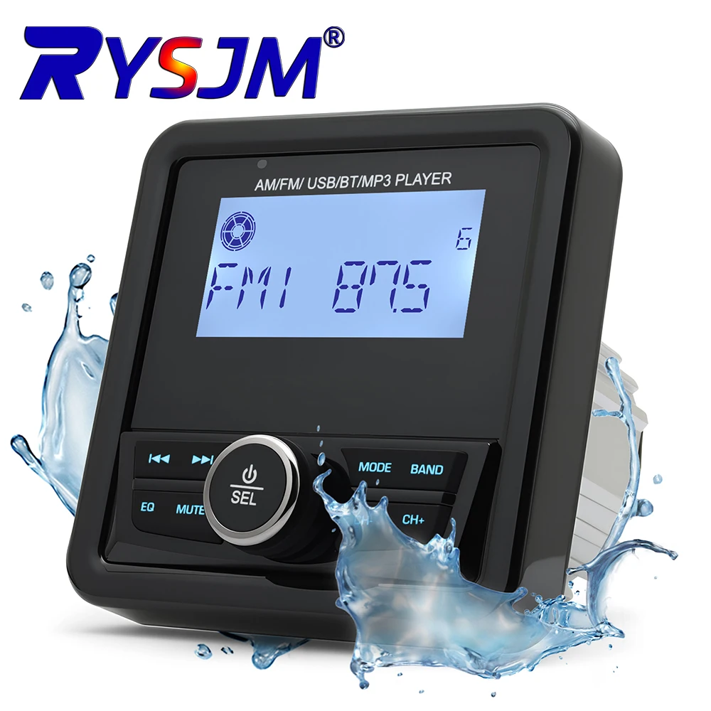 

Marine Radio Boat Stereo Bluetooth-compatible FM AM Digital Media Audio Player Waterproof For Yacht ATV UTV Golf Cart Motorcycle